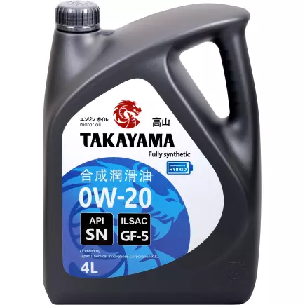 Масло моторное TAKAYAMA SAE 0W-20, ILSAC GF-5, API SN пластик 4л Масло моторное TAKAYAMA SAE 0W-20, ILSAC GF-5, API SN пластик 4л